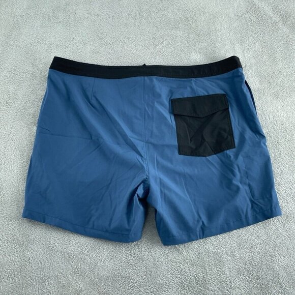 Bylt Mens Blue Swim Trunks Size 40 With Black Accents & Back Pocket 4723 - Picture 2 of 10